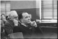 Robert Noble, man accused of running a pension scheme, sits in court during his misdemeanor trial, Los Angeles, 1937