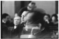 Accused murderer Paul A. Wright in court, Los Angeles, 1938