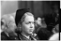 Mrs. Mary E. Smith, an alternate juror on the murder trial of Paul A. Wright, Los Angeles, 1938