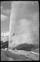 Geyser springs forth from the Casa Diablo steam vents, after long being dormant, 1938