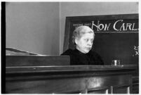 Private detective Pearl Antibus testifies against millionaire Thomas W. Warner, Sr., Los Angeles, 1938