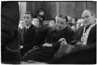 Police Captain Earle E. Kynette sits in court after being charged with conspiracy to commit murder, Los Angeles, 1938