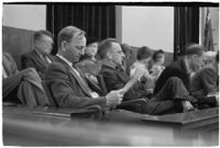 Jury selected for the trial of Police Captain Earle E. Kynette and his subordinate officers Roy J. Allen and Fred A. Browne, Los Angeles, 1938