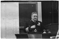 Police Chief James E. Davis testifying before the grand jury about the attempted murder of Harry Raymond, Los Angeles, 1938