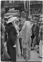 Nile Shrine members collecting relief from passersby, Los Angeles, 1938