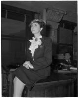 Abbie G. Bowyer in court for a divorce hearing, Los Angeles, 1945