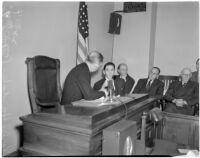 Charles Hardaker at the inquest for his wife, Betty Flay Hardaker, Los Angeles, 1940