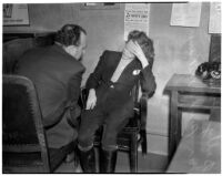 Betty Hardaker, mother convicted of murdering her daughter, questioned by Dr. Paul De River, Los Angeles, 1940
