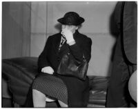 Elizabeth Klomp in court for shoplifting $10.45 of merchandise, Los Angeles, February 19, 1940