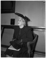 Milliner Sonya Zaranof who sued dancer Irene Castle McLaughlin for defamation, Los Angeles, February 26, 1940