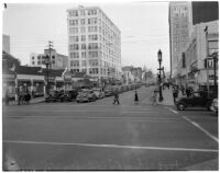 Test of a plan proposed to speed up peak-hour traffic on Wilshire Boulevard, Los Angeles, March 1940