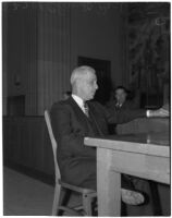 Former Racing Commissioner Claude Parker testifying on political corruption in the horse racing community, Los Angeles, March 5, 1940