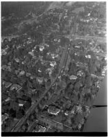 Aerial view of the Tournament of Roses Parade, Pasadena, 1946