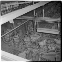 Employee making toilets at the Universal Vitreous China Factory, Mentone, circa 1948