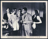 Alexander Scourby, Gregg Martell, Glenn Ford, and Rita Hayworth in Affair in Trinidad