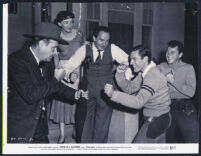 Howard Smith, Mildred Dunnock, Fredric March, Kevin McCarthy, and Cameron Mitchell in Death of a Salesman