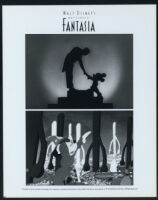 Leopold Stokowski and Mickey Mouse in scenes from Fantasia