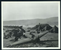 Fighter planes on the airstrip set in Flying Leathernecks