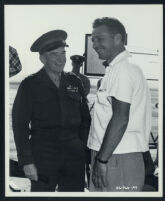 General A. H. Noble and director Nicholas Ray on the set of Flying Leathernecks