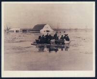 Boating through a flooded field in Pare Lorentz's documentary The River