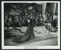 Hedy Lamarr and extras in a scene from Samson and Delilah