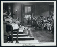 George Sanders, Hedy Lamarr and extras in a scene from Samson and Delilah