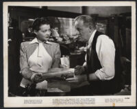 Sylvia Sidney with unidentified actor in a scene from The Searching Wind