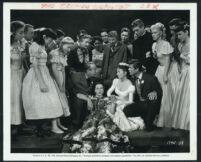 Edna Skinner, Bert Lahr, Jeanne Crain, George Nader and others in a scene from The Second Greatest Sex
