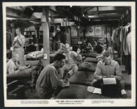 Robert Walker, Keenan Wynn, William 'Bill' Phillips, George Offerman Jr. and extras in a scene from See Here, Private Hargrove