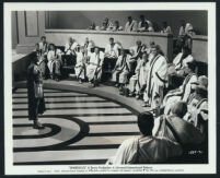Laurence Olivier, John Dall and extras in a scene from Spartacus