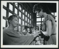 Kirk Douglas and Jean Simmons in a scene from Spartacus