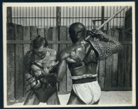 Kirk Douglas and Woody Strode in a scene from Spartacus
