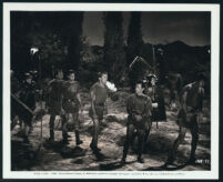 Cast and extras on death march to Rome scene, Spartacus