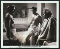 Laurence Olivier, Charles Laughton and John Gavin in a scene from Spartacus