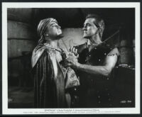 Kirk Douglas and Herbert Lom in a scene from Spartacus