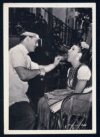 Martha Raye receiving a throat injection on the set of Tropic Holiday