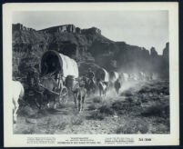 A trail of covered wagons in John Ford's Wagonmaster