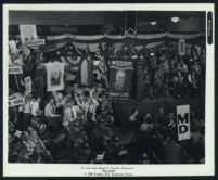 Delegates at a political convention in a scene from Wilson