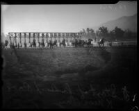Start of a horse race at Santa Anita track, Los Angeles, 1934