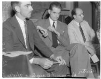 Howard Hughes in court during the inquest for the traffic death of Gabe S. Meyer, Los Angeles, 1940