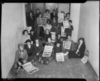 Women working for the WPA Sewing Project on strike, Los Angeles, 1936