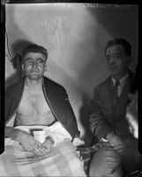 Boxer Bob Nestell resting after a fight, Los Angeles, 1937