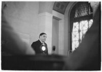 Mayor of New York City, Fiorello La Guardia, presides over the Pacific coast's United States Conference of Mayors, 1937