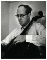 Mstislav Rostropovich playing the cello, 1956 [descriptive]