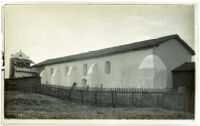 Exterior view of the Mission Santa Inez church, Solvang, California, circa 1885