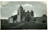 Mission San Carlos Borromeo, exterior view prior to restoration, Carmel, circa 1875