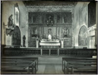 Santa Barbara Mission, showing the main church altar, Santa Barbara, 1898