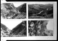 Four photographs of Topanga Canyon Road in the Santa Monica Mountains, Topanga, circa 1923-1928