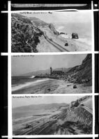 Views of the Castle Rock, the lighthouse and Palisades Park, along the Santa Monica Bay coastline, Topanga and Santa Monica, circa 1920