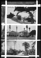 Two views of Palisades Park and one view of a Christian Science church, Santa Monica, circa 1920-1930